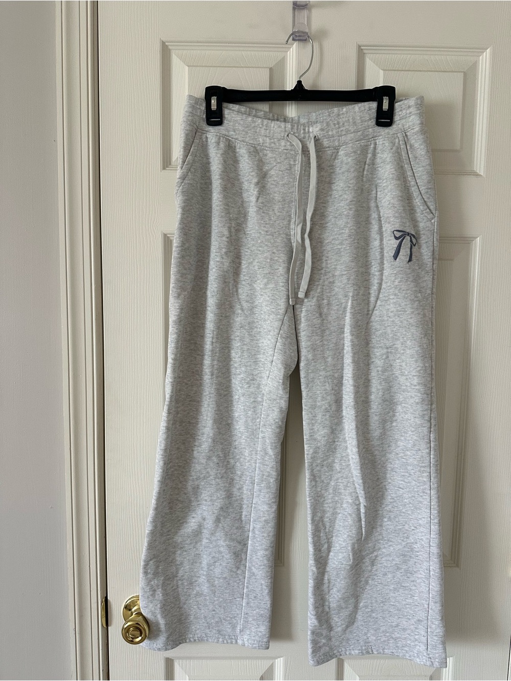 Hollister Light Gray Sweatpants with White Drawstring